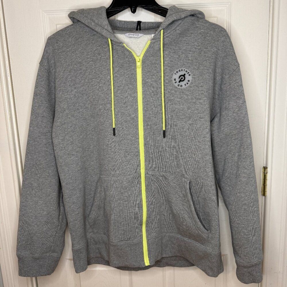 Peloton Together We Go Far Fleece Lined Full Zip Hoodie Heavyweight Gray Size XL